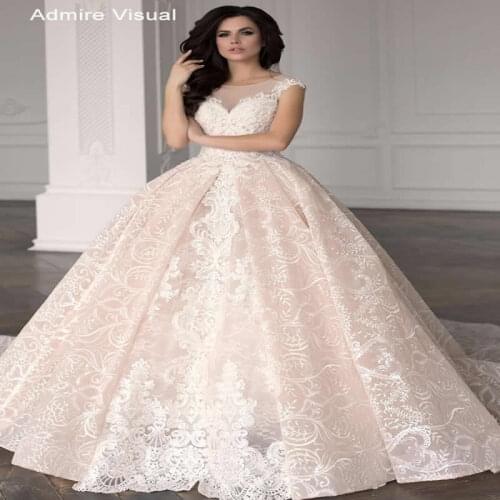 Wedding Dress Ball Gown Lace Sweetheart Neckline Cap Sleeves Chapel Train Long Marry Plus Size Bride Gown Vestidos De Novia