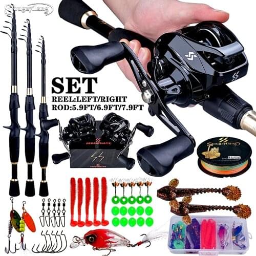 Sougayilang 1.8-2.4m Telescopic Casting Fishing Combo Portable Ultralight Rod and 7.2:1 Gear Ratio Fishing Reel Fishing Combo