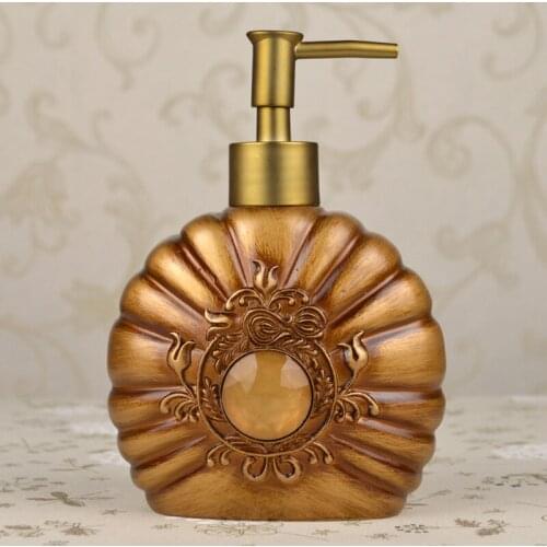 Retro European Inlaid Gems Liquid Soap Dispenser Bathroom Sanitizer Bottle Hand Pump Emulsion Shampoo Bath Shower Gel Press