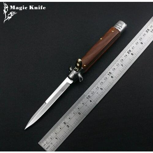 Magic B053 Portable AKC Hunting Self-Defense Pocket Knife 440 Mirror Light Blade Color Wooden HandleOutdoor Multi-Function Tool