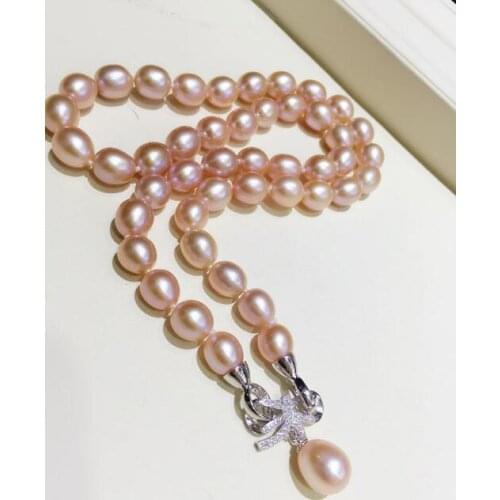 Jewelry Pearl Necklace gorgeous 9-10mm south sea gold pink baroque pearl necklace 18inch 14kwg Free Shipping