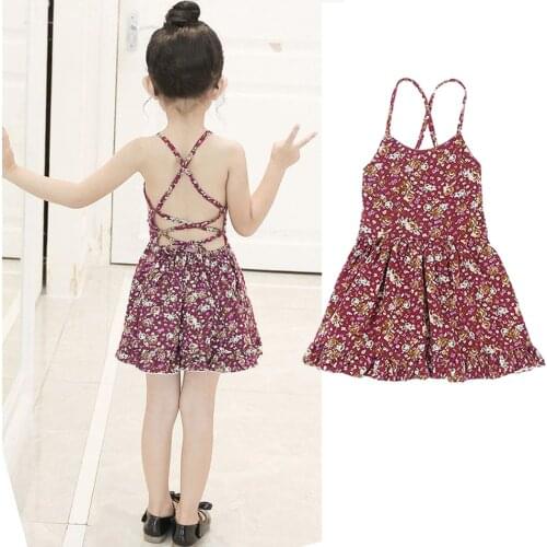 1-4 Years Little Girl Clothing Summer European American Style Baby Girl Floral Sling Dress Toddlers Children Fashion Clothing
