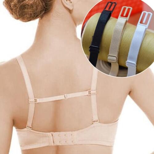 1 Pc Women Bra Back Double Shoulder Straps Elastic Slip-Resistant Belt Buckle Non-Slip Clips Solid Color Adjustable Concealing