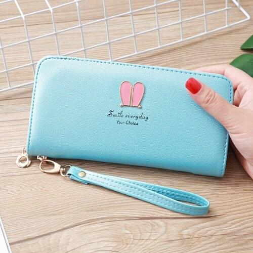 Bunny Rabbit Ears Zipper Poucht Wallet Billfold Women Phone Case Coin Pocket Change Purse Credit Bank ID Card Holders Hand Bag