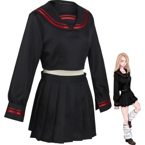 2021 New Women Dress Tokyo Revengers Shiba Yuzuha Sailor School Uniform Girls Skirt Suit Cosplay Costume Halloween Dress Up