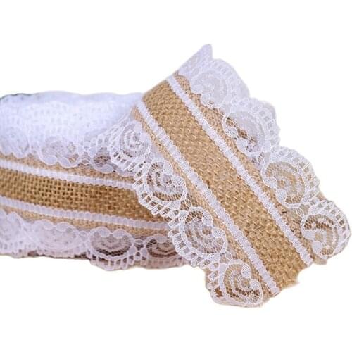 10 meters of creative DIY handmade Christmas wedding class craft lace rolls on both sides of the lace hessian jute ribbon