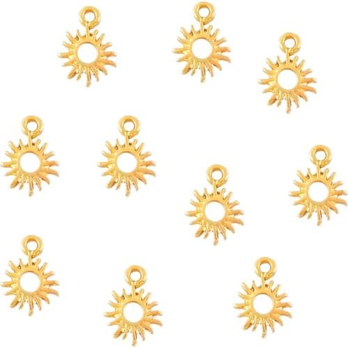 10Pcs Charms Sun Flowers Golden Alloy Cute Plant Pendant Accessories For Jewelry Making Necklace DIY Handmade Crafts Supplies