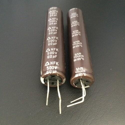 20pcs 60uF 500V SAMYOUNG NFK series 12.5x60mm 500V60uF Aluminum Electrolytic Capacitors