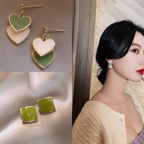 2020 New Fashion Simplicity Dripping oil Two-color love heart earring Wedding Prom Party Jewelry Holiday Gift
