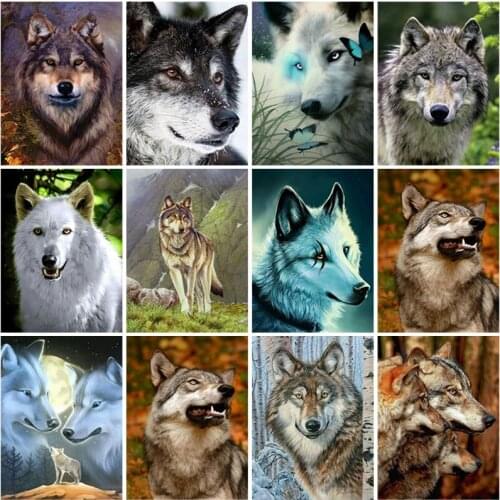 DIY Wolf 5D Diamond Painting Full Square Drill Resin Animal Diamond Embroidery Cross Stitch Kit Mosaic Home Decor Wall Art Gift