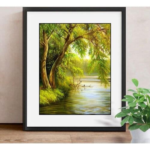 Diamond Embroidery Landscape Diamond Painting Cross Stitch Tree Full Round Drill Diamond Mosaic Kits Home Decor
