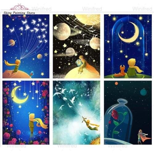 Diamond Painting 5D Cartoon Little Prince Fox Planet Picture Diamond Embroidery Home Decor Full Square/round Drill Wall Painting