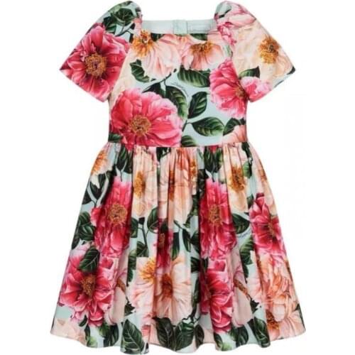 Free shipping 2021 new Girls Dress Fashion Girls Summer Dress for Girls Clothes children dress Beautiful printing baby clothing