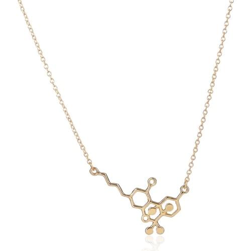 Wholesale 10pc lot THC Molecule Pendant Biology Molecule Necklace Silver Gold Color Link Chain Science Jewelry for Women Men