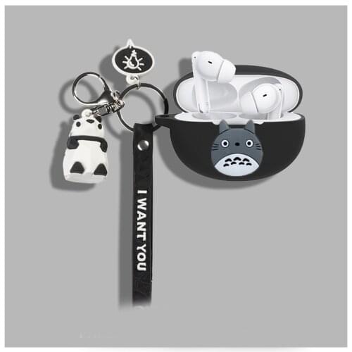 For OPPO Enco Free 2 TWS Wireless Bluetooth Earphone Case with keychain Panda Protect Cover For OPPO Free 2 silicone case