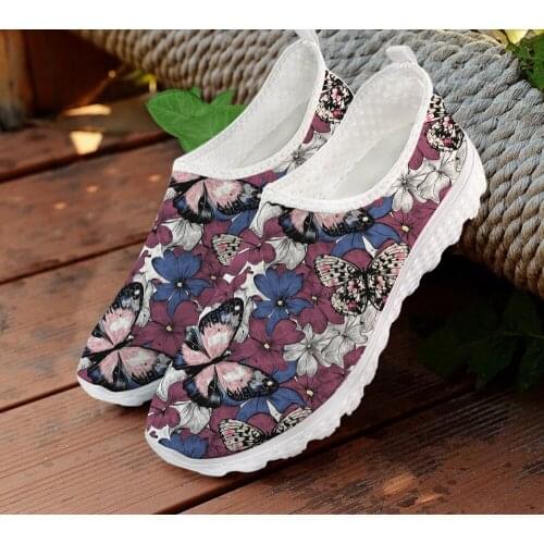 ELVISWORDS Flats Shoes Women Summer Cute Animal Butterfly Printing Ladies Casual Sneakers Slip-on Waking Girls Zapatos Mujer