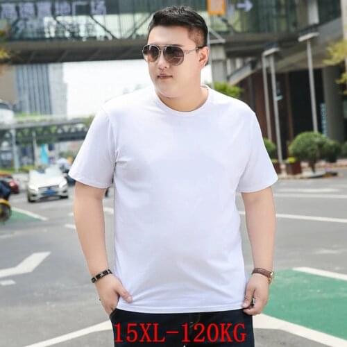 Mens Big T-Shirt Large Size 15XL 14XL 13XL 8XL 9XL 10XL 11XL 12XL Short Sleeve Round Neck Loose Casual Black Gray White