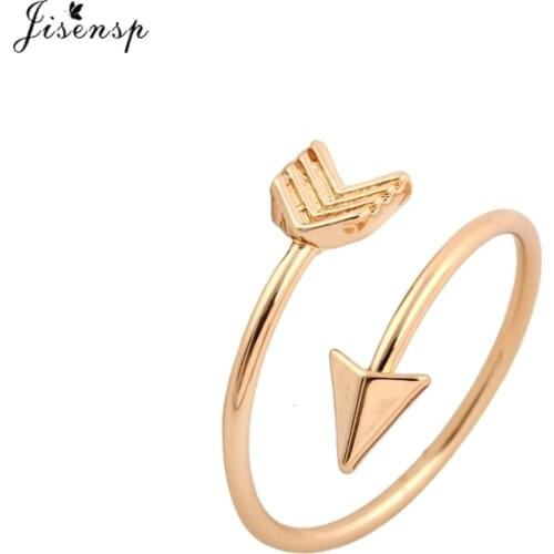 Jisensp Fashion Rings Brass Small Gold Arrow Ring Cute Wedding Jewelry Rings for Women New Year Gift Adjustable Finger Ring