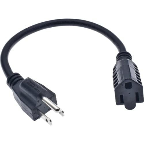 18 AWG Outlet Saver Power Extension Cord - NEMA 5-15P to NEMA 5-15R, Black 10CM