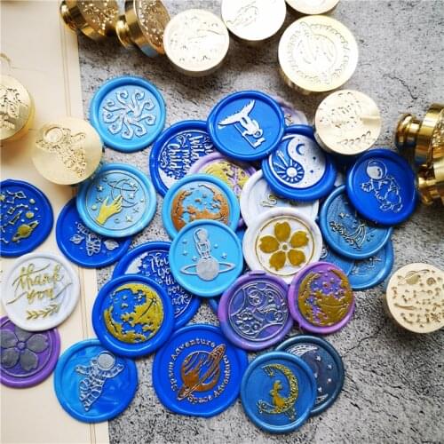 Planet map Paper plane world map galaxy star astronaut Thank you Moon Bunny unicorn Cherry blossoms wax seal stamp sealing stamp