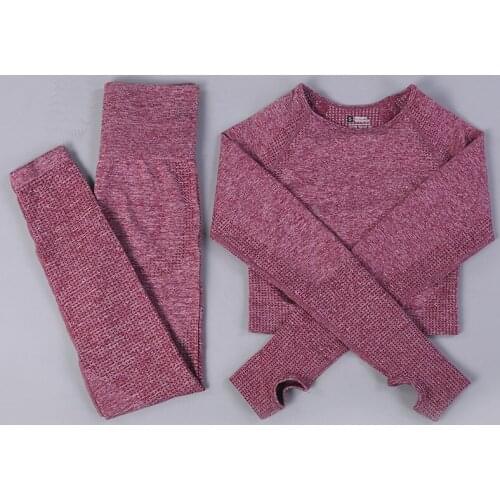 BARKOV Yoga Sets Women Seamless Long Sleeve Tracksuit Set Gym Fitness 2 Piece Sports Bra Top+Pants Leggings Costume Jogging Suit