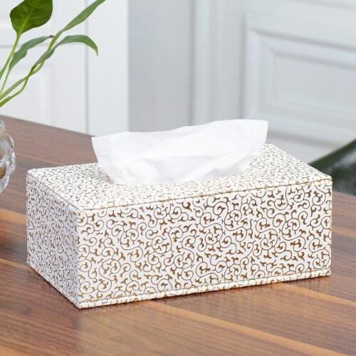 Rose Gold Tissue Box Rectangle Nordic Creative Leather Tissue Box Nice Storage Container Servilletero Tissue Boxes BG50TB