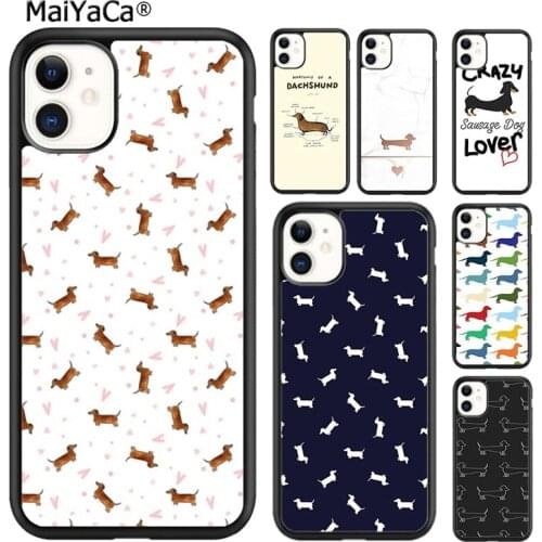MaiYaCa Cartoon Dachshund Sausage Dog Phone Case Cover For iPhone SE 6 6s 7 8 plus X XR XS 11 12 pro max Samsung S8 S9 S10 shell