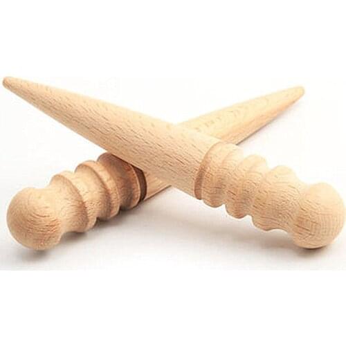 Multi-Size Wood Slicker Leather Solid Wood Round Burnishing Edge for Polished Edge Leather Craft Working Tool