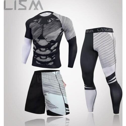 Mens Tight MMA Running Gym Fitness Training Compression Underwear Quick-Drying Warm Top Mens Fashion Round Neck Elastic Pants