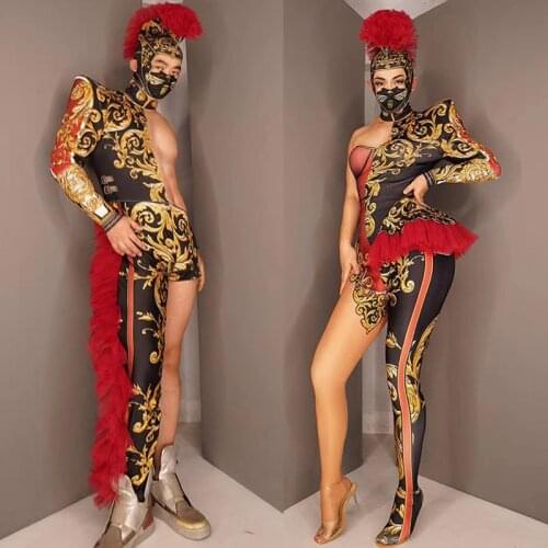 New Gogo Dance Costume DJ DS Jumpsuit Drag Queen Bodysuit Elastic Sexy Unitard Singer Costumes Stage Clothes Club Outfits