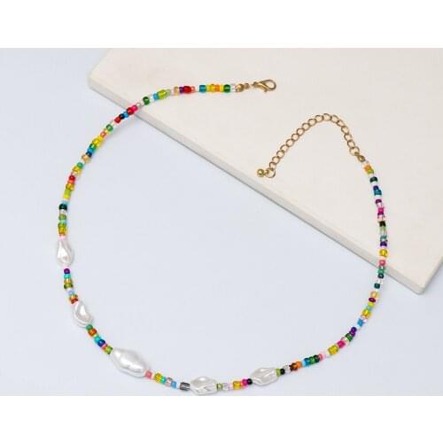 New Resin Pearl Necklace Wholesale Streetwear Colorful Neck Chain Cute Funny Wedding Beaded Necklace For Women 2021