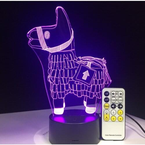 New Alpaca Llama Design 3D Lamp Creative Arylic LED Night Light Colorful Atmosphere Desk Lamp with USB Cable RF Remote Control