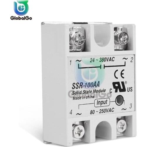 SSR-100AA AC Control Single Phase Solid State Relay SSR AC-AC DC-DC Plastic Transparent Cover SSR Aluminum Heat Sink Radiator