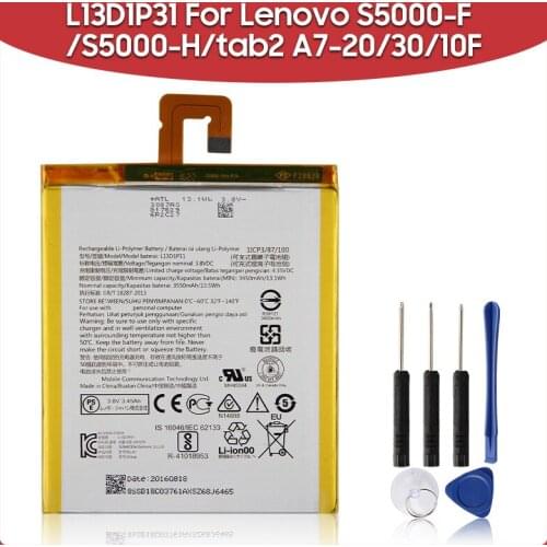 Original Replacement Battery 3450mAh L13D1P31 For Lenovo S5000-F/S5000-H/tab2 A7-20/30/10F Tablet Batteries