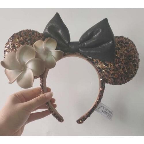 Parks Black Gold Plumeria Disneyland Aulani Hawaii Minnie Ears Headband