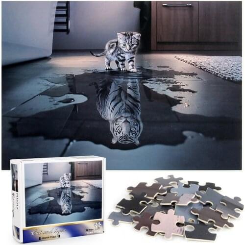 Cat Tiger Puzzle 1000 Pieces Jigsaw Puzzle for Adults Kids