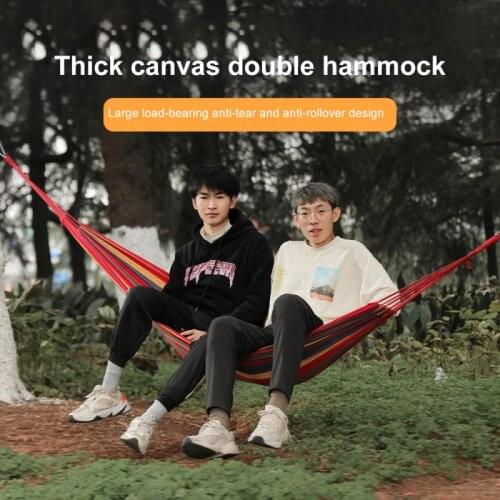 Outdoor Hammock Portable Garden Hammock Sports Home Travel Camping Swing Canvas Stripe Hang Bed Hammock Double Single People