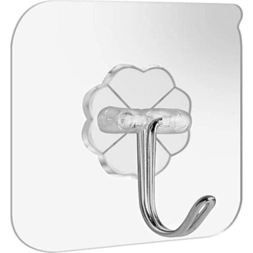 1pcs Transparent Wall Hooks Waterproof Oilproof Self Adhesive Reusable Seamless Hanging Hook for Kitchen Bathroom Office