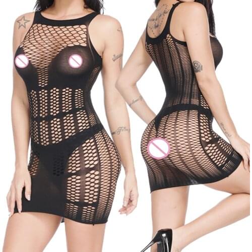 Plus Size Sexi Clubwear Women Fishnet Tracksuit Night Dress Party Hot Bodycon Sexy Costumes Transparent Dresses Overalls