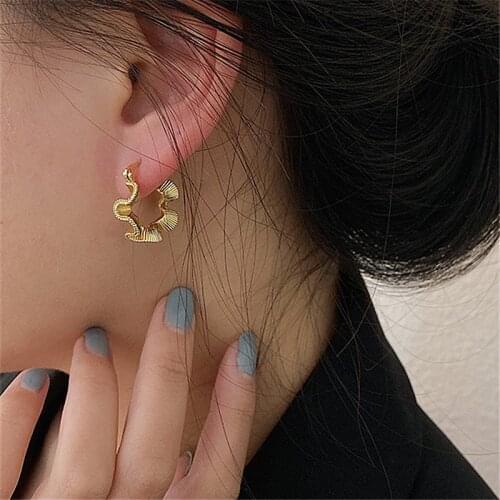 2021 New Metal Twisted Small Ear Hoop Earrings Fashion Hoop Cold Wind Temperament Metal Earrings Trend Fashionneel Jewelry Gifts