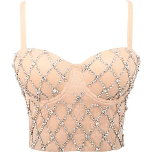 4 color Sexy Charming Denim Jeans Diamonds Womens Bustier Bra Night Club Party Cropped Top Vest Plus Size