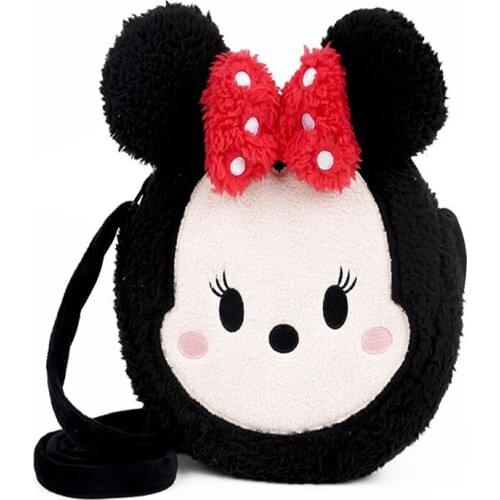 Disney Plush Mickey Mouse Bag Cartoon Minnie Doll Coin Purse Boy Girl Messenger Bag Mickey Shoulder Bag Kids Xmas Birthday Gift