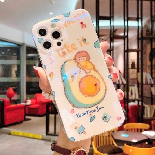 Sumkeymi Cute Avocado Peach Blu-ray Phone Case For iphone 8 7 Case For iphone 12 11 Plus mini Pro Max XS XR SE2020
