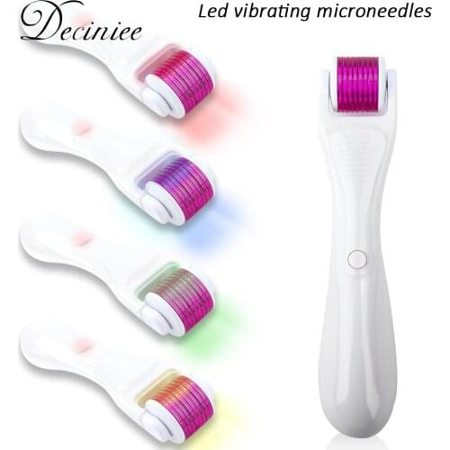 Led Vibration Electric Micro Needles Derma Roller Titanium Mezoroller Microneedle 0.2/0.25/0.3mm 540 Needles Skin Care Treatment