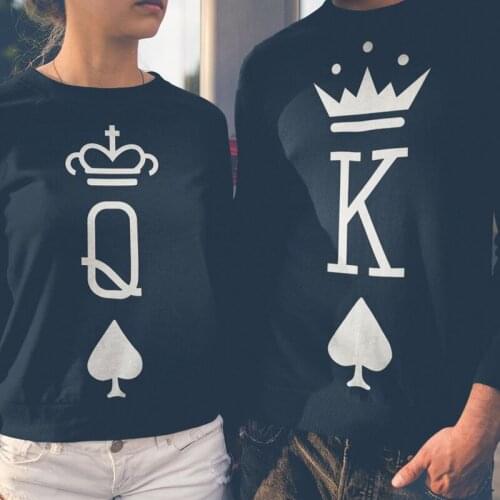 King Queen Poker Graphic Sweatshirt Unisex Couple Matching Sweatshirt Hoodies Women Fashion Clothing Casual Long Sleeve Pullover