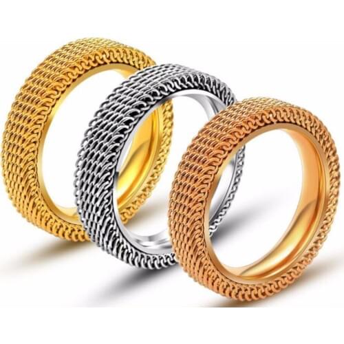 Unique Design 4mm Wide Punk Deformable Mesh Ring For Gift Stainless Steel Women Jewelry Accessories Rings 3 colors