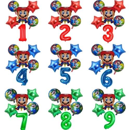Super Mary Mario balloon Cartoons Birthday party aluminum balloons Game theme Childrens birthday party decoration balloon set