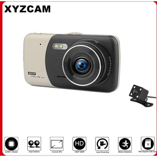 XYZCAM Full HD 1080P Dual Dash Cam 3.6 Inch Screen Car Dash Cam DVR Front Camera and Rear View Cam 170 Degree Wide Angle