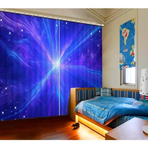 Living Room Curtains 3D Curtains For The Bedroom Kitchen Modern Window Blue aurora star Blackout Shade Window Curtains