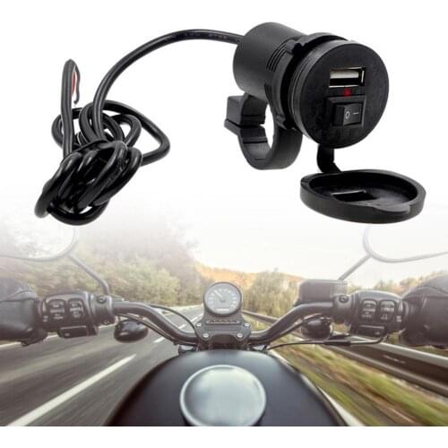 12V Motorcycle USB Charger Waterproof Single Phone Charger Socket- with Switch for Motorbikes On-Board Sockets- Adaptors